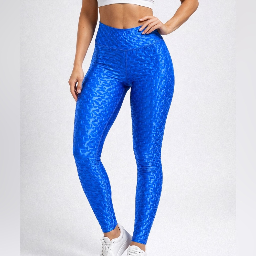 Vibrant Blue Textured Leggings
